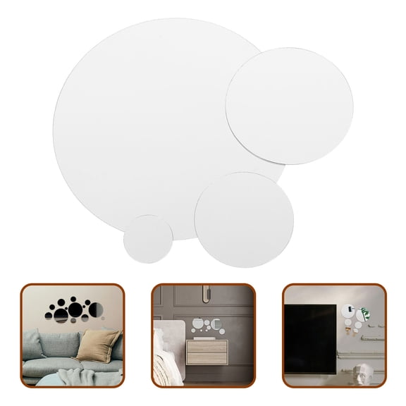 HOOWIFFY 52-Piece Acrylic Round Mirror Decals for Wall Art, Home Decoration, and Craft Projects