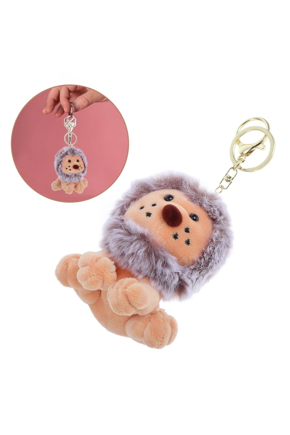 Eye-Catching Lion Keychain Brown Key Decoration for Bags and Keys 1Pc