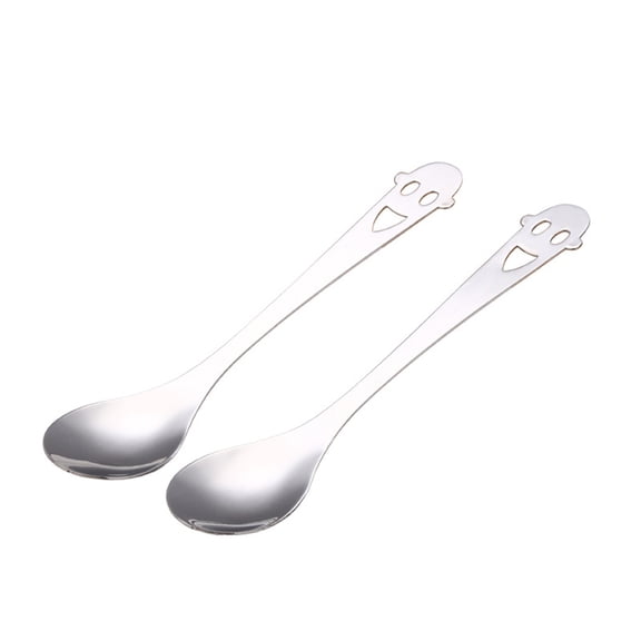HOOWIFFY 5Pcs Cute Coffee Spoons Stainless Steel Curved Handle High-Polish Finish For Daily Use Bars