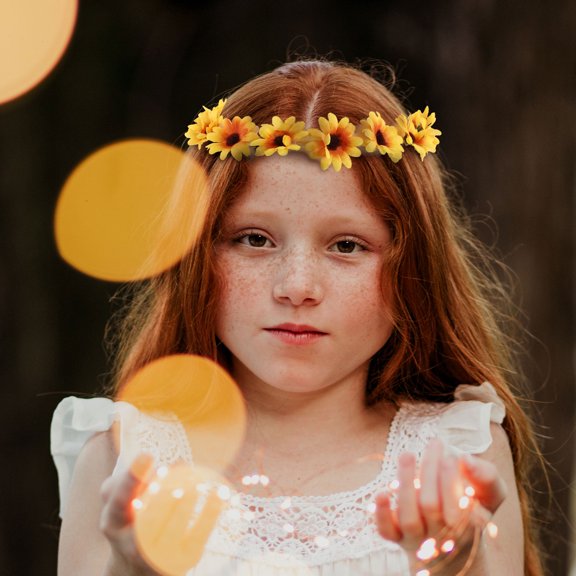 HOOWIFFY 5Pcs Floral Headpiece Bridal Head Wreath with Assorted Color Simulation Flowers for Wedding Decor