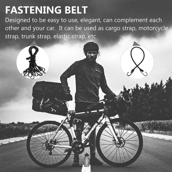 HOOWIFFY 5Pcs Elastic Cargo Binding Belt Black Polyester Strap for Heavy Load Fastening