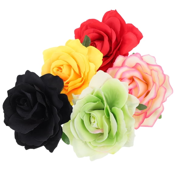 HOOWIFFY Elegant Fabric Rose Hair Accessories for Women, Multi-Color Polyester Floral Hair Clips and Decoration