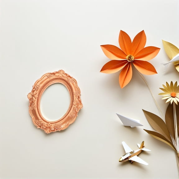 HOOWIFFY 5Pcs Vintage Style Resin Picture Frame Set Golden Round Oval for Wall Display