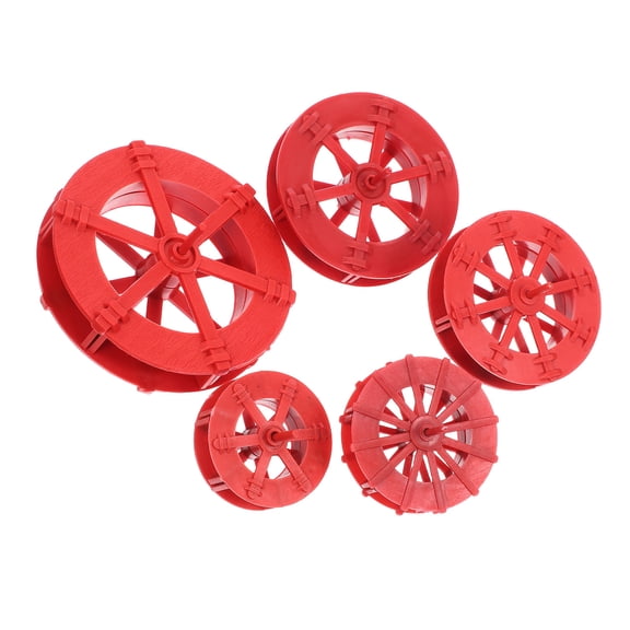 HOOWIFFY 5Pcs Running Water Wheels ABS Red Aquarium Landscape Prop For Fish Tank Ornaments