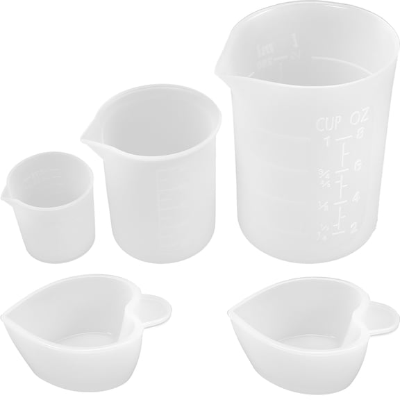 HOOWIFFY 5-Piece Silicone Measuring Cups Set for Epoxy Resin Crafting and Projects