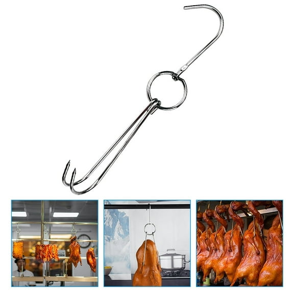 HOOWIFFY 5-Pack Heavy Duty Stainless Steel Meat Hooks for Poultry, with Even Distribution, 9x2x0.1in
