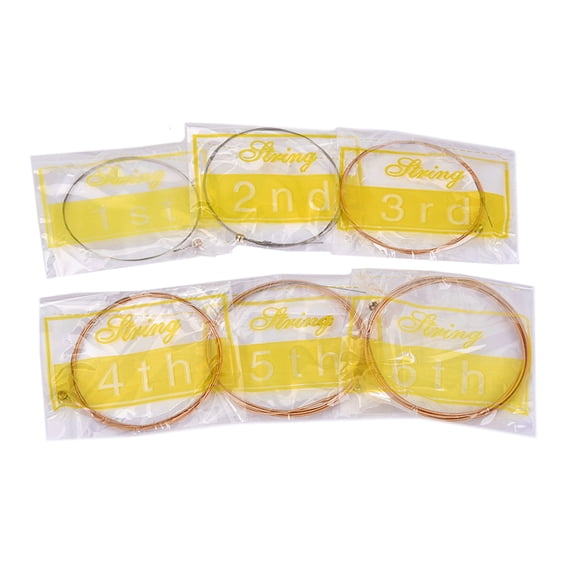HOOWIFFY 6 PCS/ Set Guitar Strings Acoustic Guitar Golden Steel Rich and Warm Tone Beginners