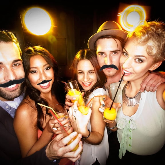 HOOWIFFY 6-Piece Fake Beard and Mustache Self-Adhesive Party Props for Fiesta, Costume, Photo Booth, Event Supplies