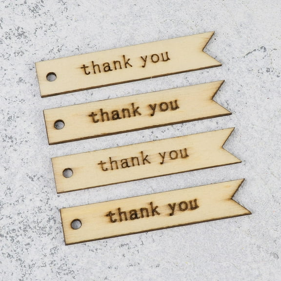 HOOWIFFY 60Pcs Wooden Hanging Tag Khaki Rectangular For Christmas And Holiday Decorations