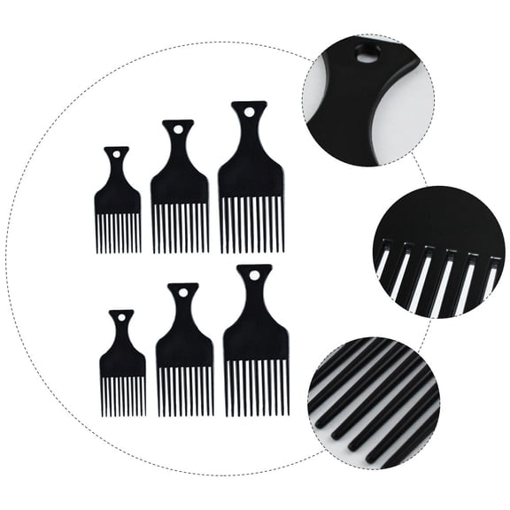 HOOWIFFY Set of 6 Black Plastic Rake Combs for Styling , Thick, and Tangled Hair