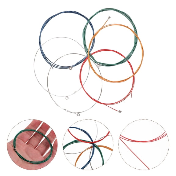 HOOWIFFY 6Pcs Acoustic Guitar Steel Strings Assorted Colors for Clear Vibrant Sound