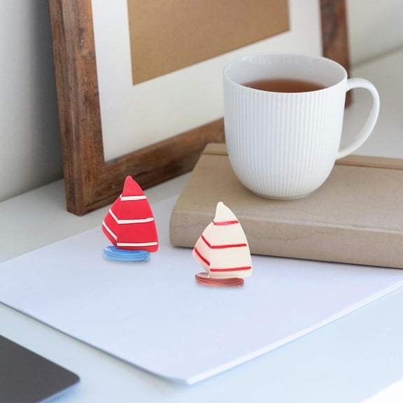 HOOWIFFY 6Pcs Small Resin Nautical Boat Figurines for Dollhouse and Indoor Display
