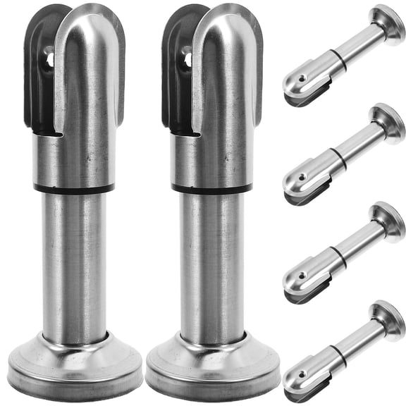 HOOWIFFY 6Pcs Bathroom Partition Bracket Metal Foot for Restroom Partition Support Plated Silver