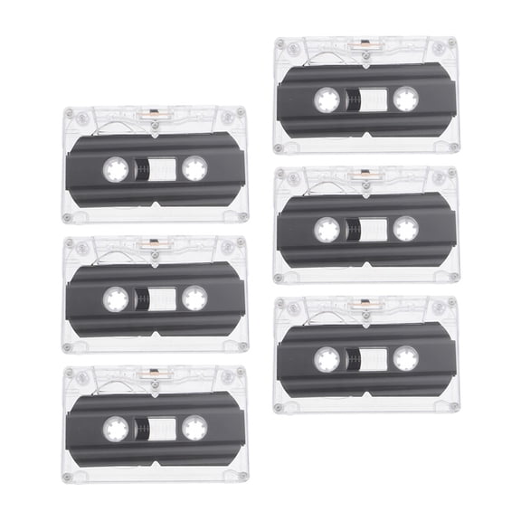 HOOWIFFY 6Pcs Blank Cassette Tapes for Recording 30 Minute Clear Audio with Protective Transparent Case