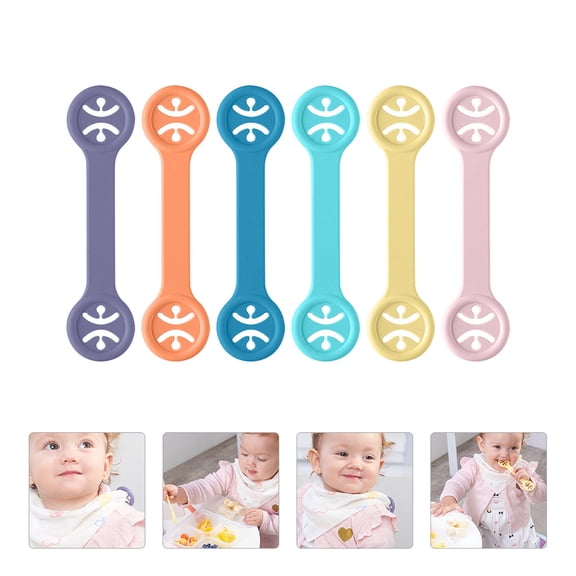HOOWIFFY Set of 6 Colorful Bib Holder Clips for Secure Mealtime Fixing