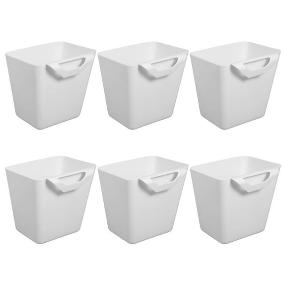 HOOWIFFY Aesthetic White ABS Hanging Storage Baskets for Home and Workspace
