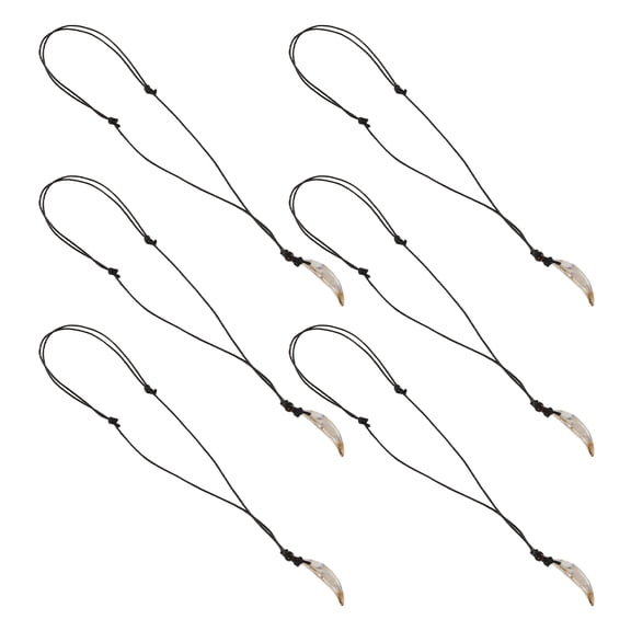 HOOWIFFY 6-Pack Retro Style Faux Tooth Pendant Necklaces with Colorful Acrylic Shell Charms, Unique Unisex Fashion Jewelry Set