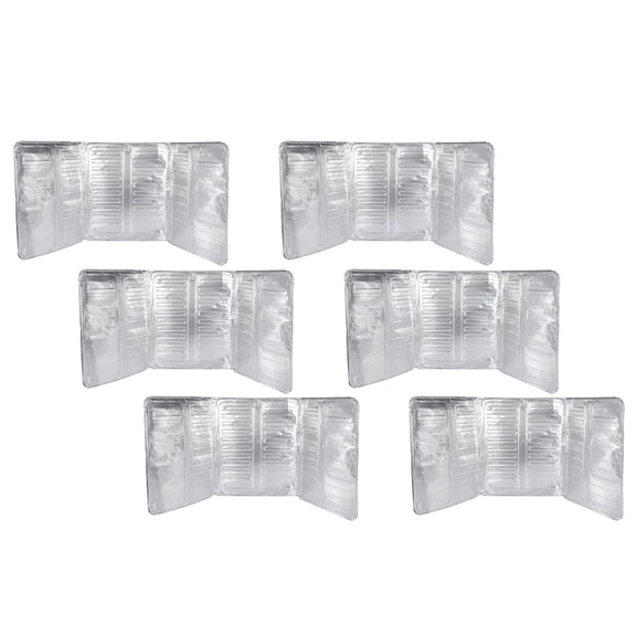 HOOWIFFY 6Pcs Household Aluminum Foil Oil Splash Boards with Curled Edges for Kitchen Use Plated Silver