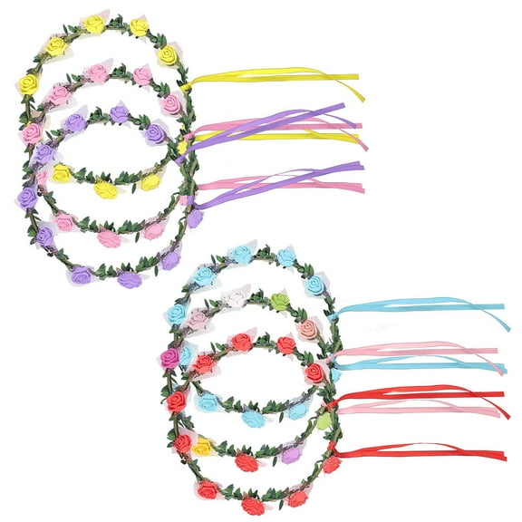 HOOWIFFY 6-Pack LED Flower Wreaths Assorted Colors Elegant Floral Headbands for Festivals and Parties