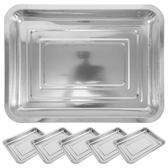 HOOWIFFY Indoor Plant Germination Tray, Durable Stainless Steel, Water Catcher, Easy to Move, 6Pcs