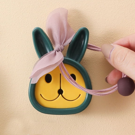 HOOWIFFY 6Pcs Self Adhesive Rabbit Shaped Push Towel Hooks Wall Mounted Towel Holders for Kitchen Bathroom