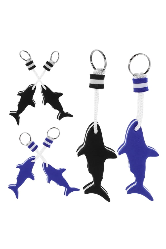 6Pcs Shark Shaped Floating Key Rings Lightweight Eva Key Float for Pool Beach and Boating Use