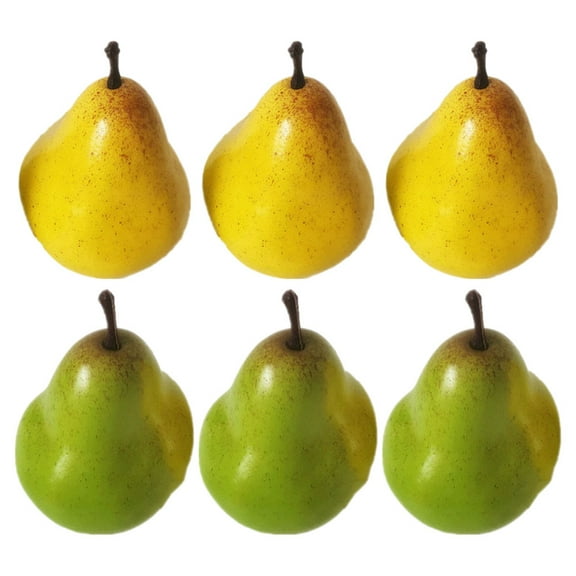 HOOWIFFY 6Pcs Simulation Model Pears Artificial Fruit Decor for Shop Window and Garden Display
