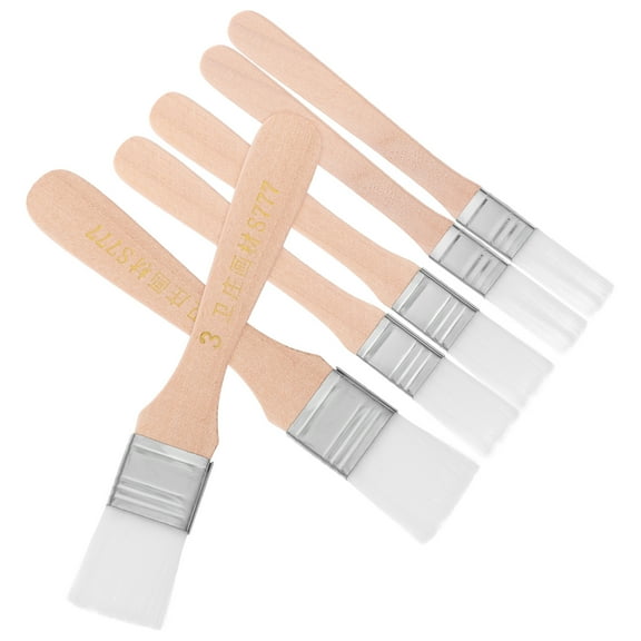 HOOWIFFY 6Pcs Small Touch Up Paint Brush Light Brown Rectangular Handle 13.50x1.70x0.50in