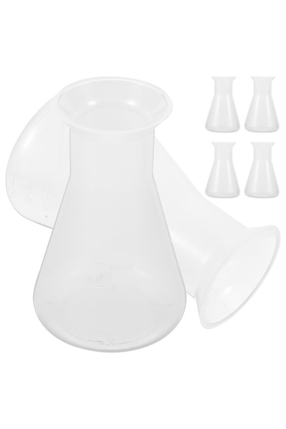 6-Piece PP Chemistry Lab Flask Set with Conical Erlenmeyer Bottles for Blending and Storage
