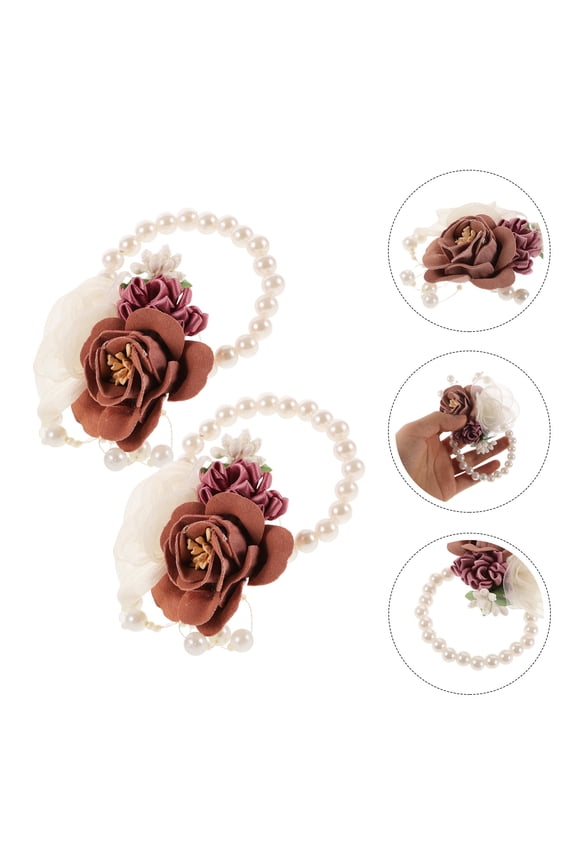 6-Pack Wedding Flower Bracelets for Brides, Wrist Corsages with Realistic Multi-Color Artificial Flowers for Special Occasions