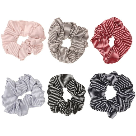HOOWIFFY 6Pcs Ponytail Holder Set Assorted Colors Durable Elastic Cloth Hair Bands for Decoration