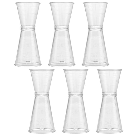 HOOWIFFY 6Pcs Double Sided Plastic Jigger for Bar Use Transparent Measuring Cups
