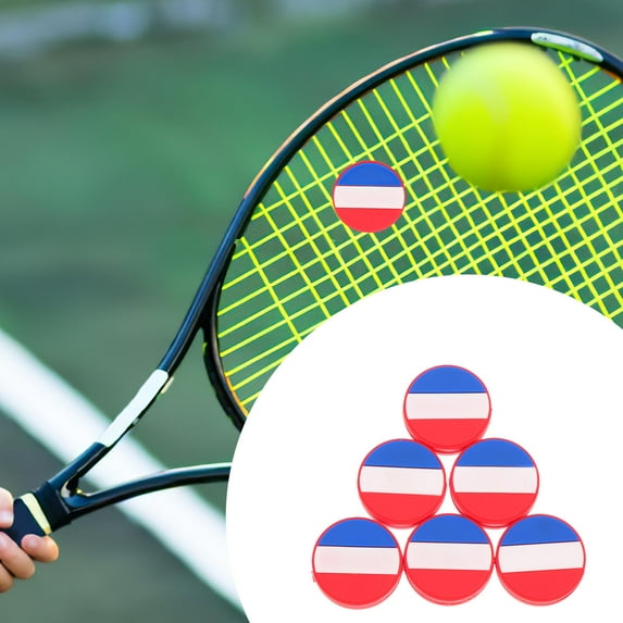 HOOWIFFY 6Pcs Silicone Tennis Racket Dampeners National Flag Pattern Shock Absorbers