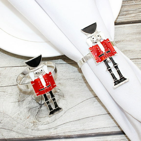 HOOWIFFY 6Pcs Nutcracker Dinnerware Silver Zinc Alloy for Family Gatherings Enhances Dining Atmosphere