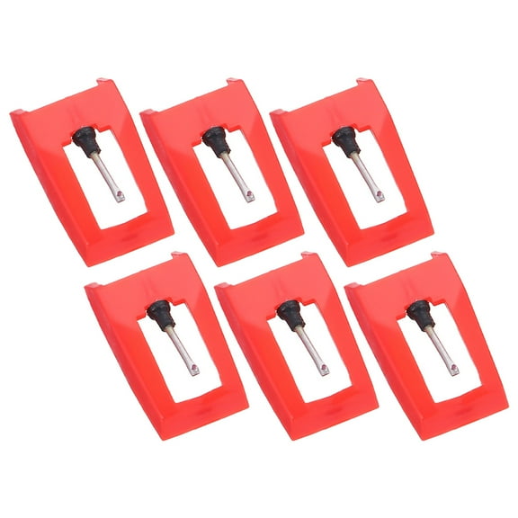 HOOWIFFY 6Pcs Phonograph Stylus Needle in Red Plastic for Universal Turntable Replacement