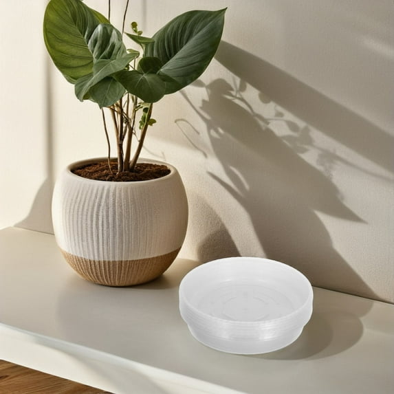 HOOWIFFY 6Pcs Plastic Round Plant Water Trays for Indoor Flower Pot Drainage and Spill Prevention