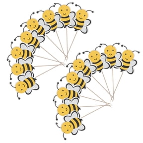 HOOWIFFY 72Pcs Yellow Bee Cupcake Picks Cute Honeybee Cake Decorations for Parties