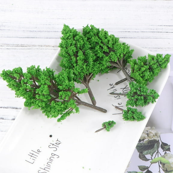 HOOWIFFY Green Miniature Plastic Poplar Trees 7Pcs for Diorama Model Train Landscape Decoration