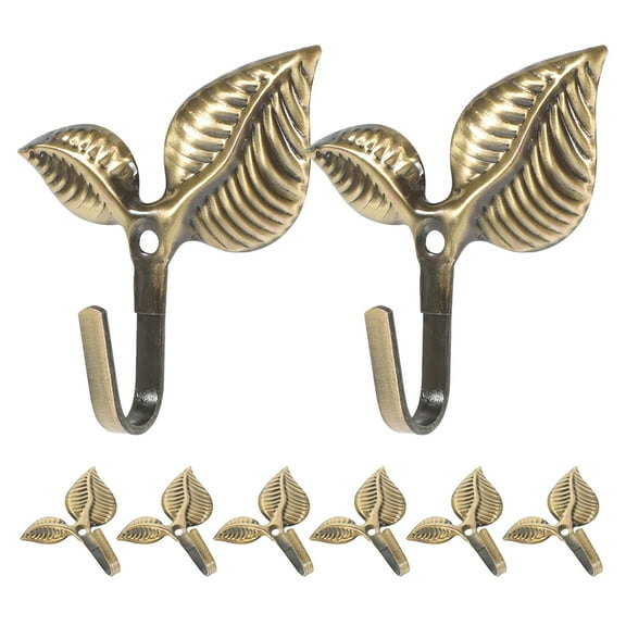 HOOWIFFY Decorative Metal Wall Hooks, Golden Leaf Shape Coat Hangers for Entryway, Bedroom, Bathroom Organization