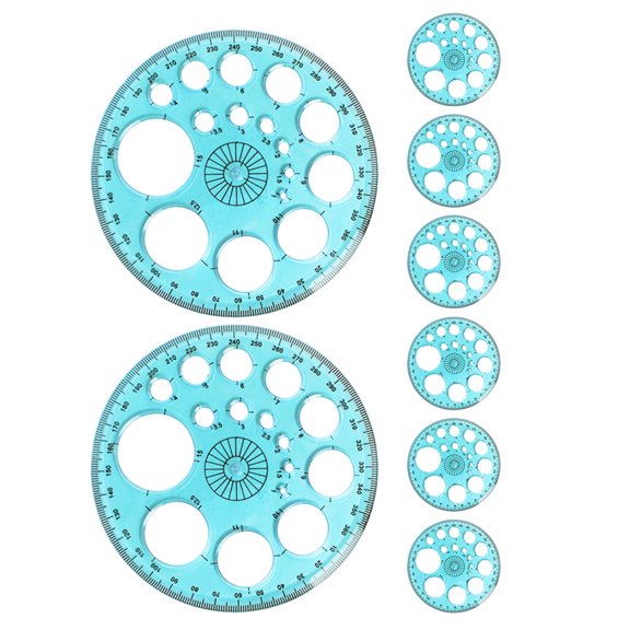 HOOWIFFY 8Pcs Circle Ruler for Drafting 360 Degree Protractor Plastic Drawing Tool for Home
