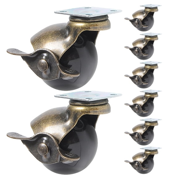 HOOWIFFY Antique Bronze Furniture Casters with Smooth Swivel and Brake, Replacement Wheels for Chairs and Cabinets