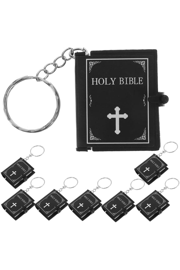 Mini Book Keychain Bible Shape PVC 8Pcs