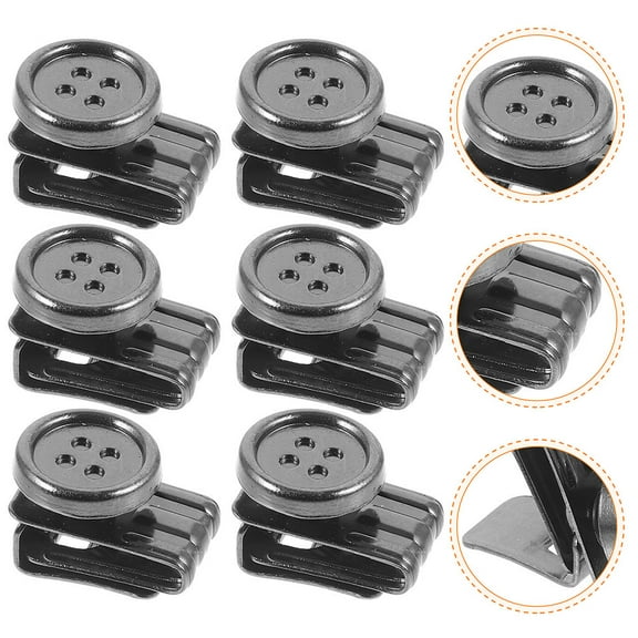 HOOWIFFY 8Pcs No Sew Metal Buttons for Crafts on Suspenders Lanyards Hats Stylish Black Accessories