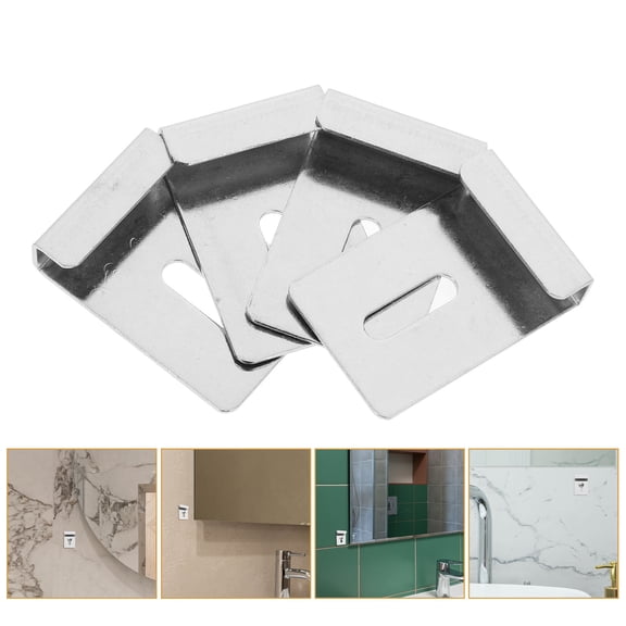 HOOWIFFY Strong Metal Mirror Holder Clips Glass Mounting Brackets for Bathroom and Home Use