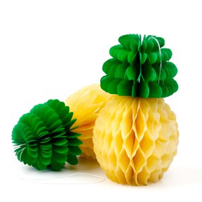 HOOWIFFY 8Pcs Reusable Paper Pineapple Honeycomb Decorations Yellow Party Supplies for Celebration