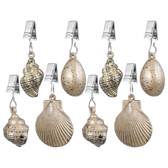HOOWIFFY Seashell Tablecloth Weights Golden Zinc Alloy Strong Wind Resistance for Daily Use 8Pcs