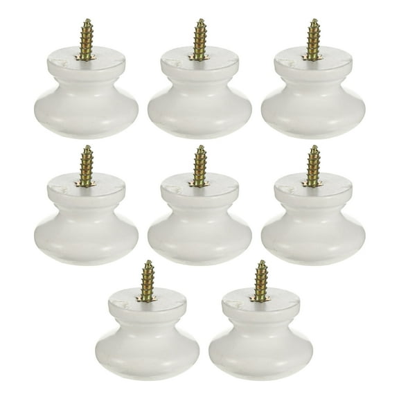 HOOWIFFY 8Pcs Simple and Modern Design White Wood Door Knobs For Cabinets Kitchen Cabinet Handles 1.3x1.3x1.2in