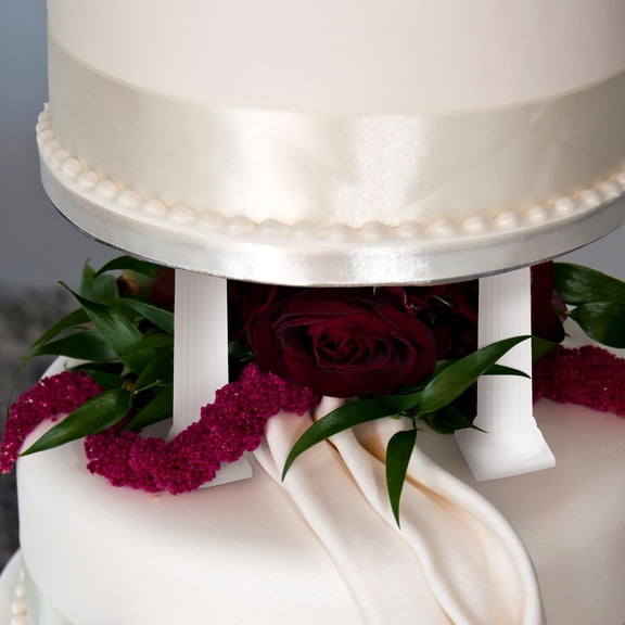 HOOWIFFY 8Pcs White Plastic Cake Support Rods Roman Column Stand for Wedding Display