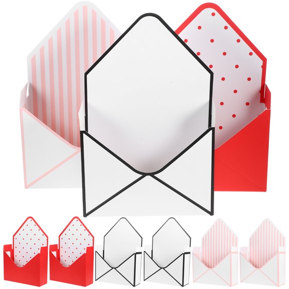 HOOWIFFY 9Pcs Flowers Wrapping Box Pink Stripe on White Paperboard Table Decoration