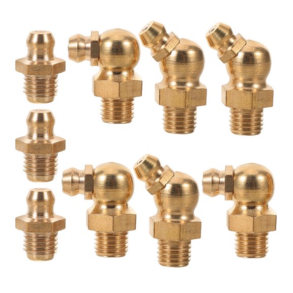 HOOWIFFY 9Pcs Grease Coupler Set Copper Material for Car Lubrication System Easy Install